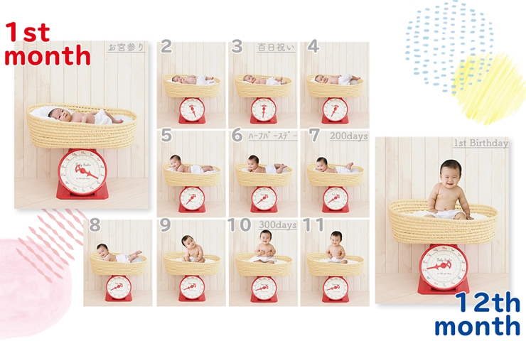 「すくすく成長フォト」で1歳までの成長記録を残そう